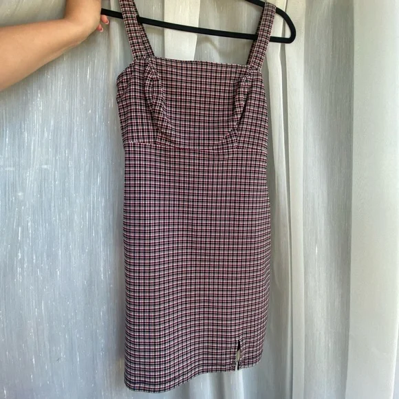 hollister mini skater dress Hollister Women Skater Sundress Yellow Plaid Mini Dress Adjustable Straps  Small
